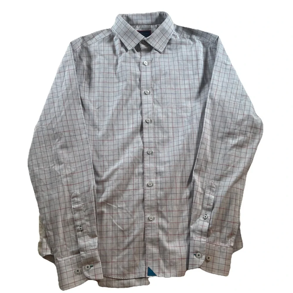 UNTUCKit Shirt Mens Medium Gray Window Pane Button Down Long Sleeve‎